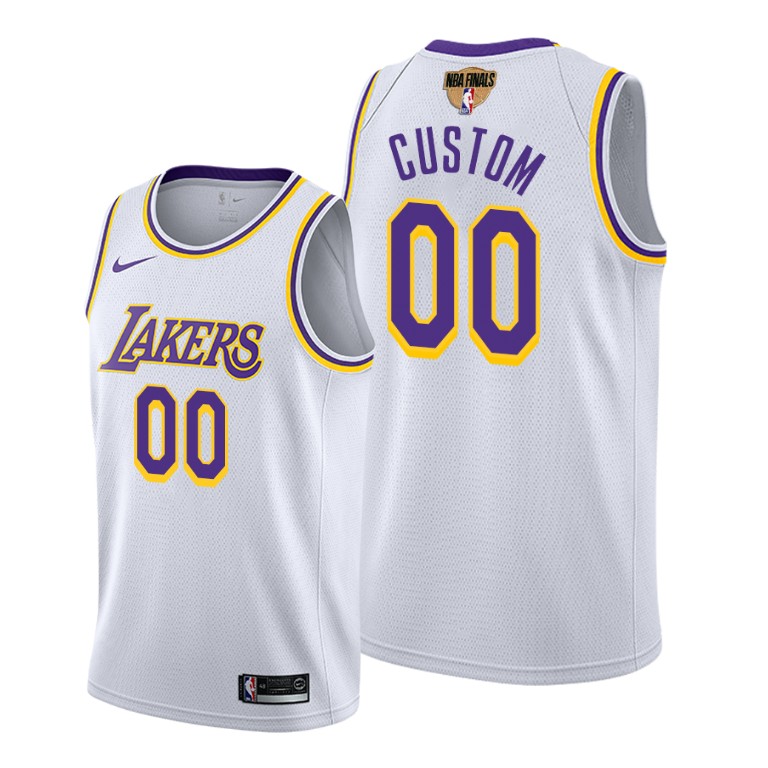 Men's Los Angeles Lakers 2020 White Customized Finals Bound Association Edition Stitched Jersey